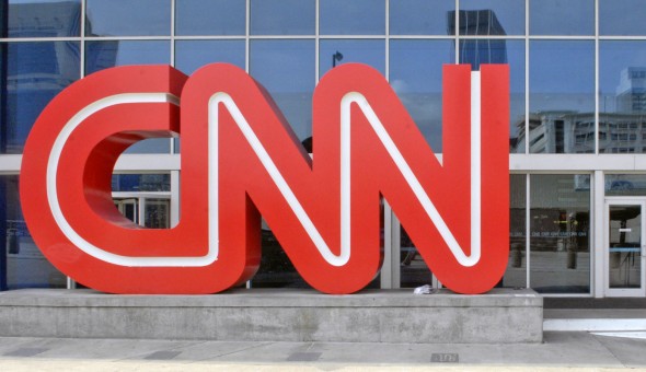 A CNN logo stands outside the CNN Center on Tuesday April 3,